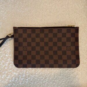 Authentic Louis Vuitton Damier Ebene Neverfull MM Pochette Wristlet